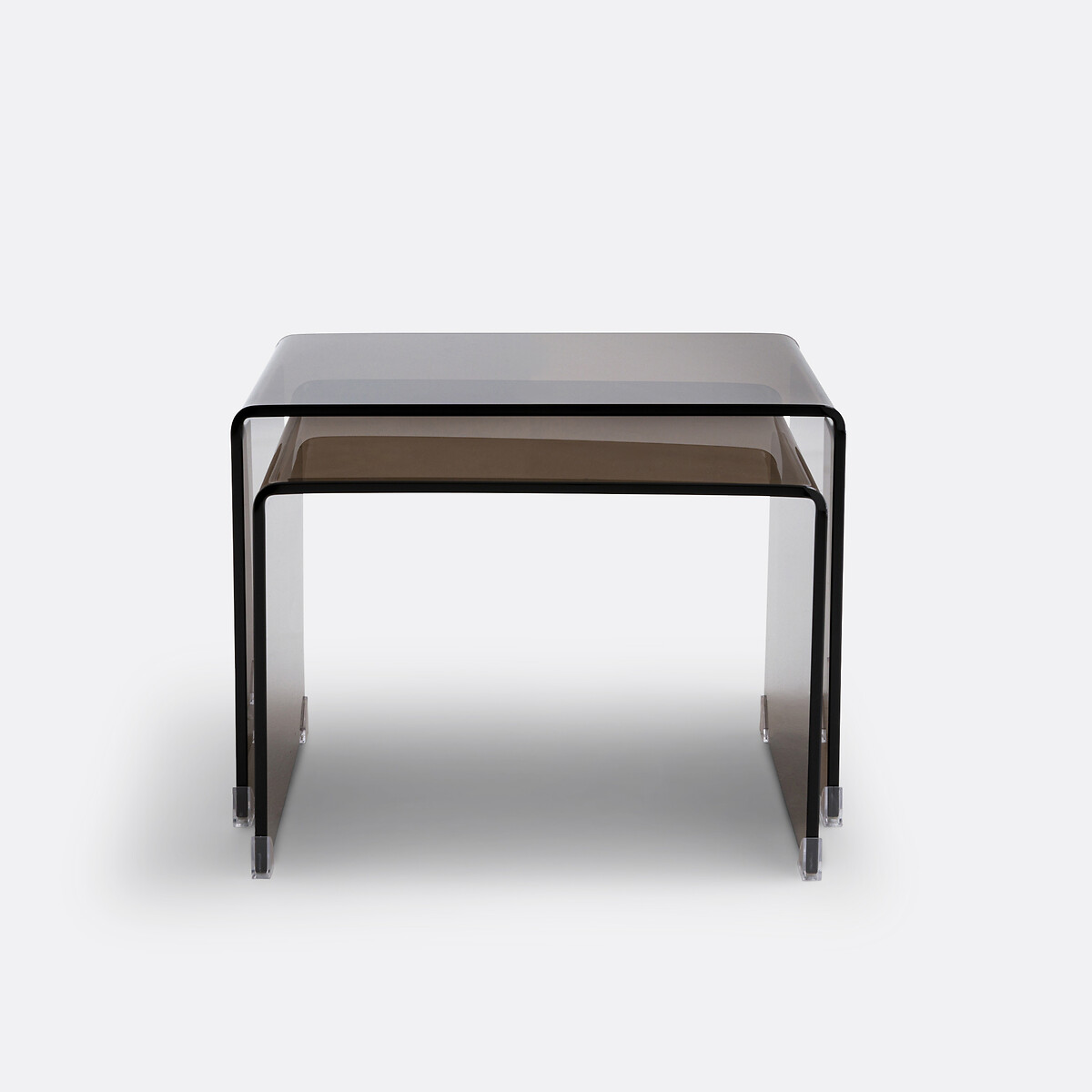 Lot de 2 tables basses gigognes verre trempé, Joan verre fumé, LA REDOUTE INTERIEURS