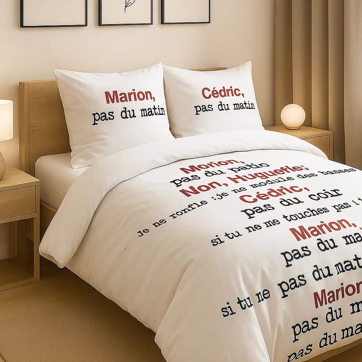 housse de couette avec taie(s) en coton, Scene de Menage blanc, C DESIGN HOME TEXTILE