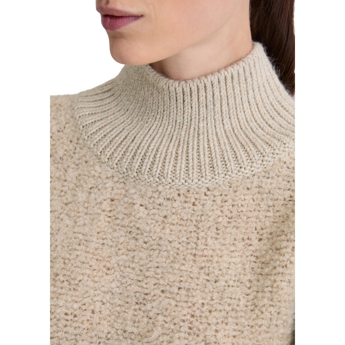 Pull bouclette regular en mélange de laine vierge et de laine d'alpaga gris clair, MARC O'POLO