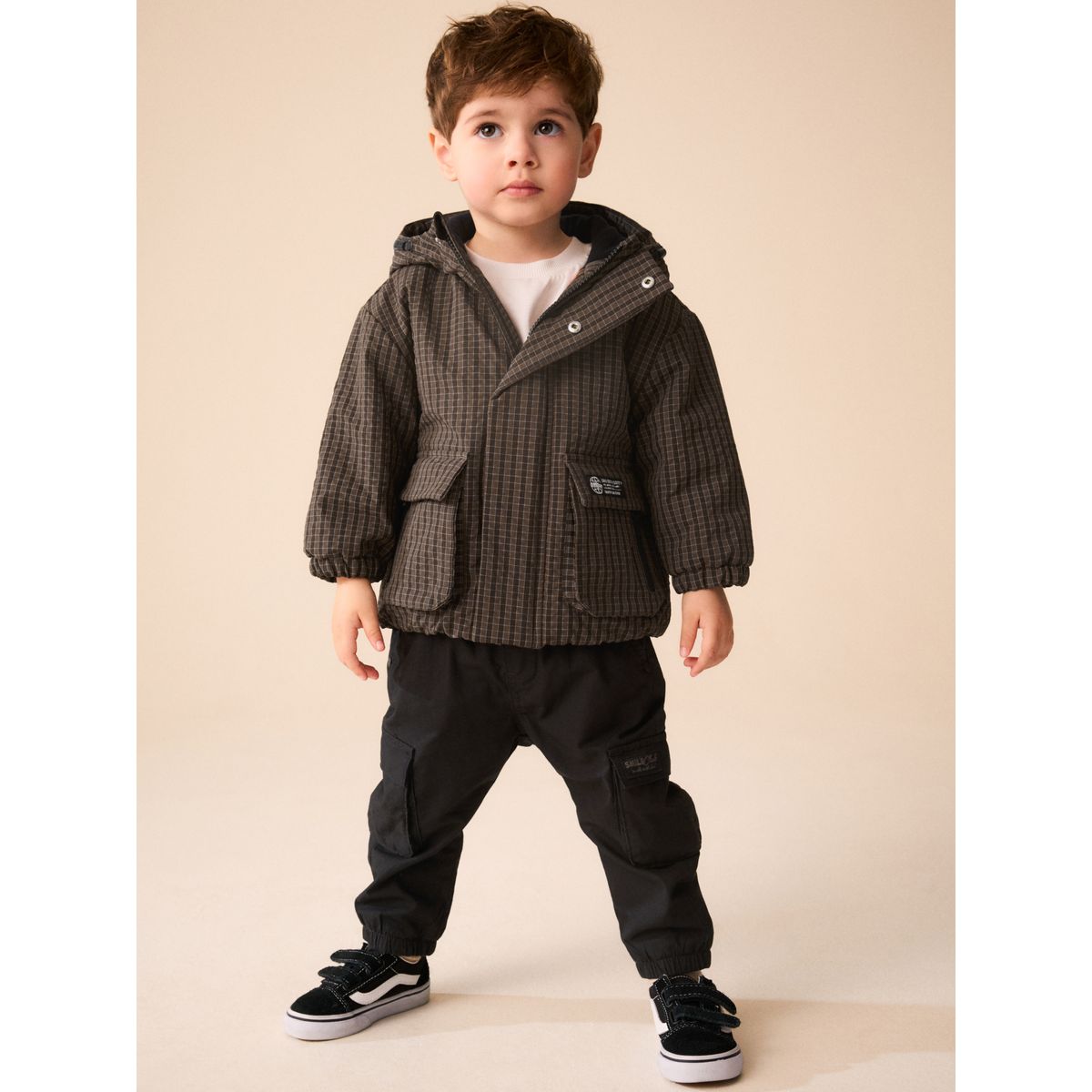 Anorak style militaire marron à carreaux, NEXT