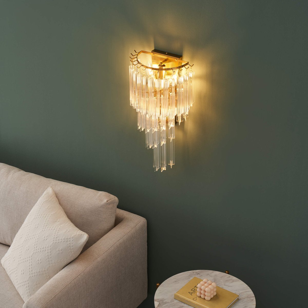 Applique chic à pampilles en cristal - ZEPHIA transparent et doré, KOSILUM