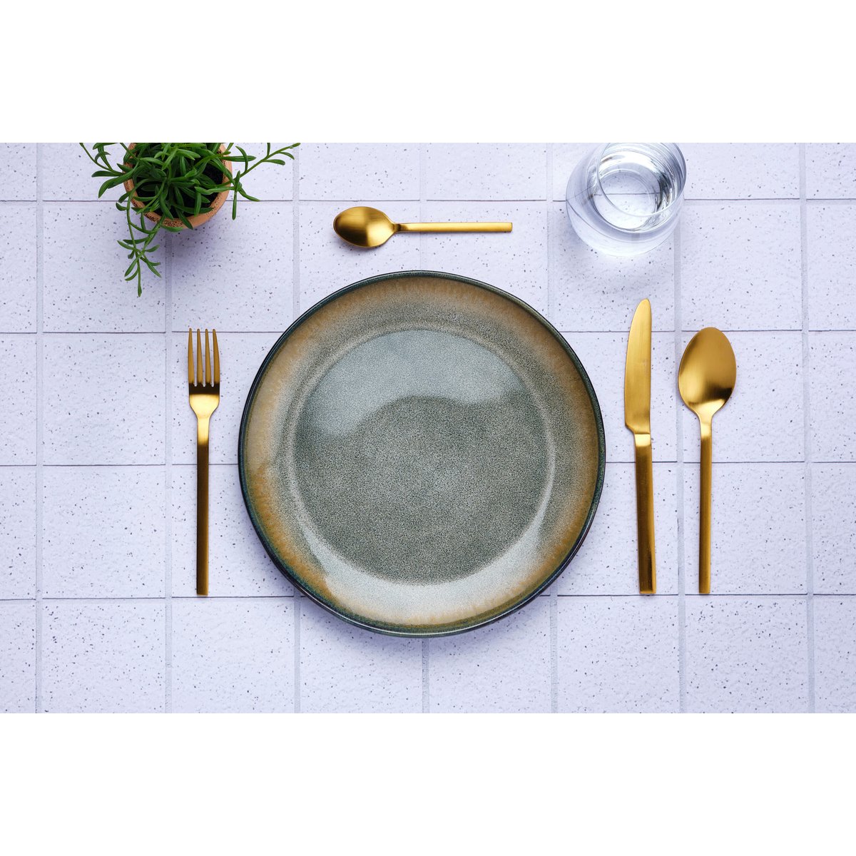 Lot de 6 petites cuillères en inox, NUDE doré mat, BJORN