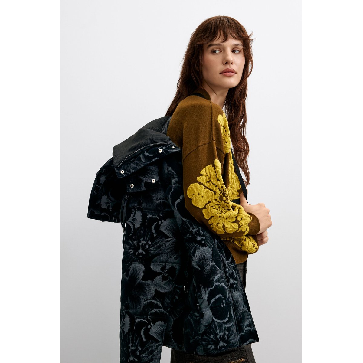 Manteau matelassé court noir, DESIGUAL
