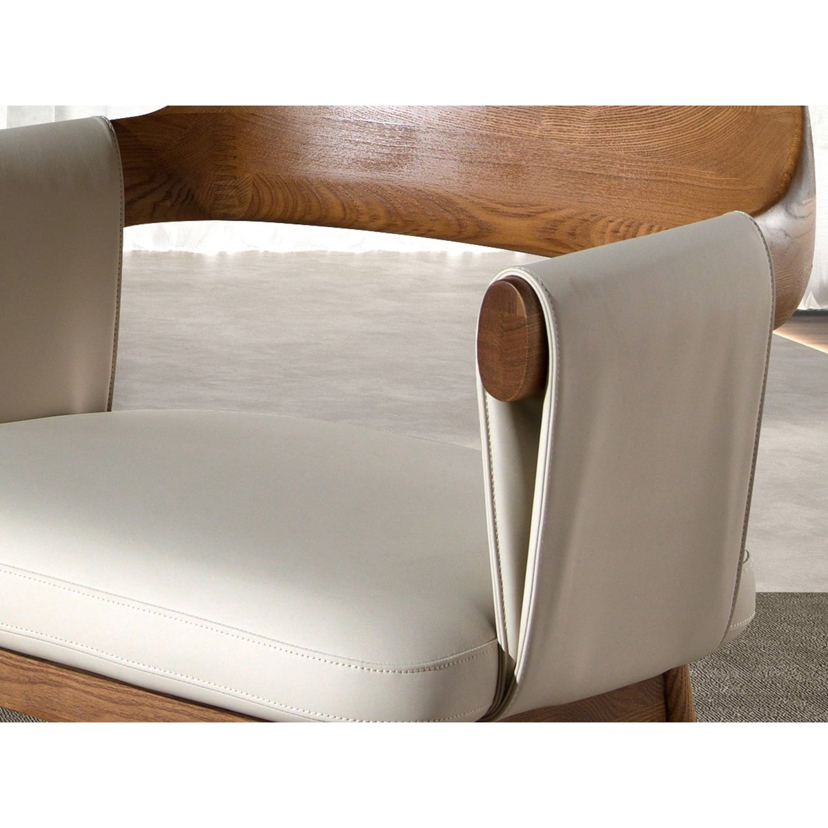 Chaise en noyer et simili cuir noyer | crème, ANGEL CERDA