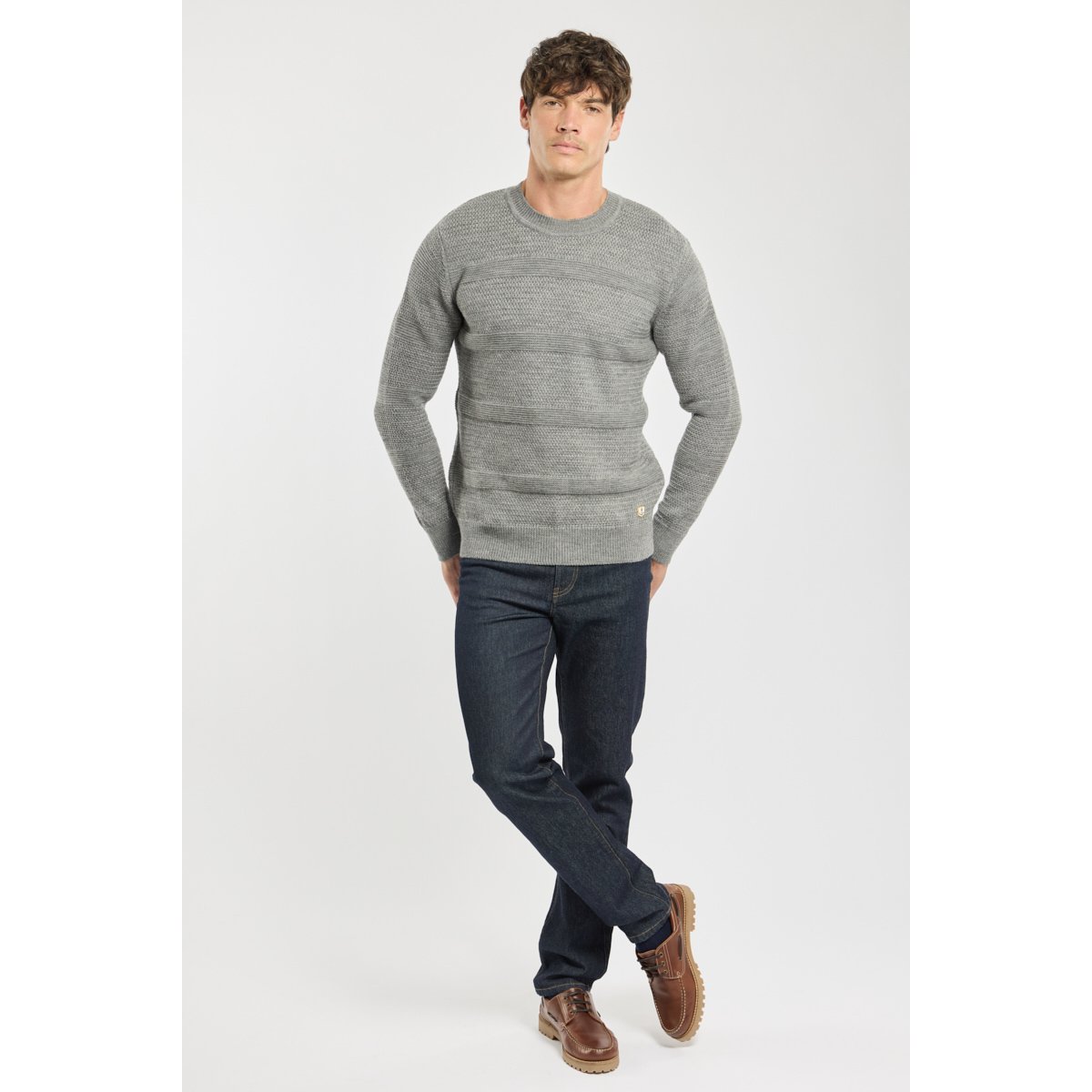 Pull col montant - laine slate, ARMOR-LUX