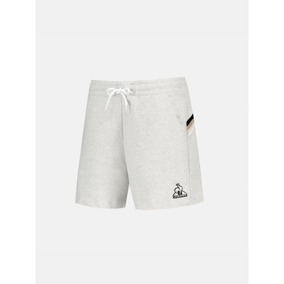Short en molleton léger avec bandes côtés rayées Heritage beige chiné clair, LE COQ SPORTIF