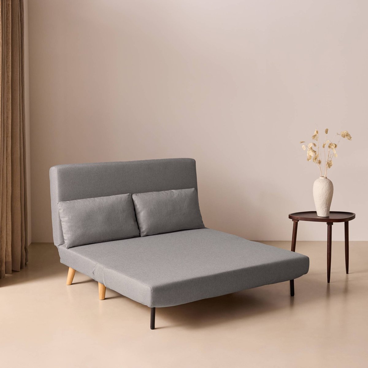 Canapé convertible 2 places tissu GUESTA gris clair, SWEEEK