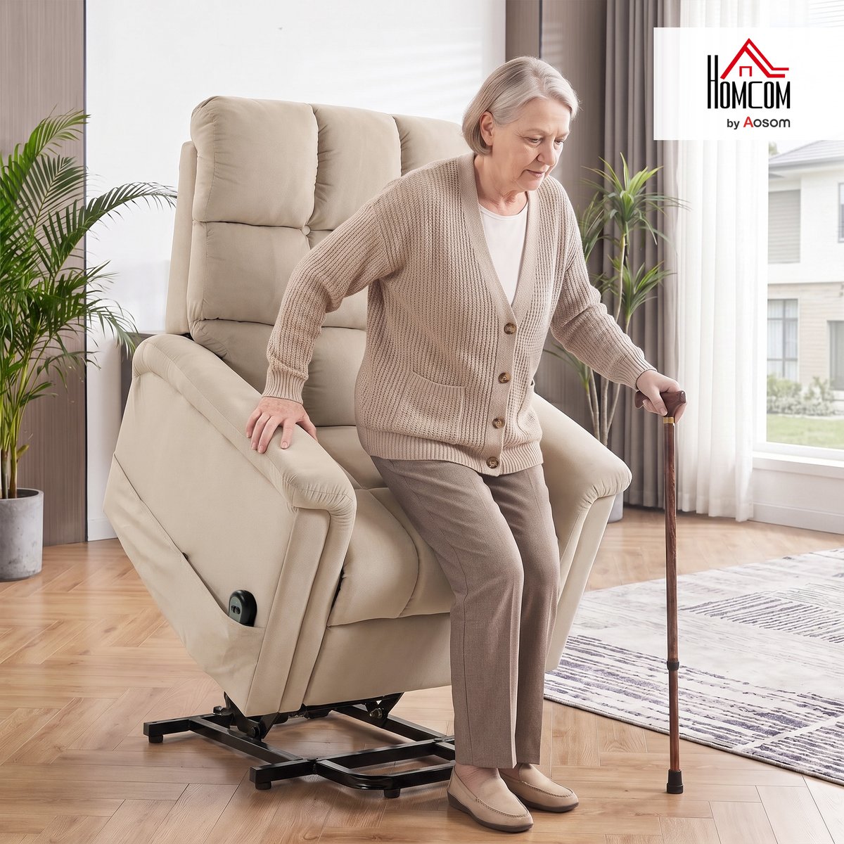 Fauteuil releveur électrique Velours (100 % marron, HOMCOM