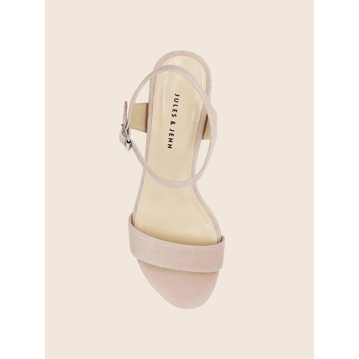 Sandales moyen talon cuir daim bleu, JULES & JENN