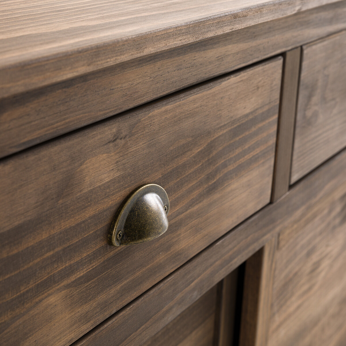 Aparador de 3 puertas y 3 cajones de pino macizo MDF Lunja encerado natural, LA REDOUTE INTERIEURS