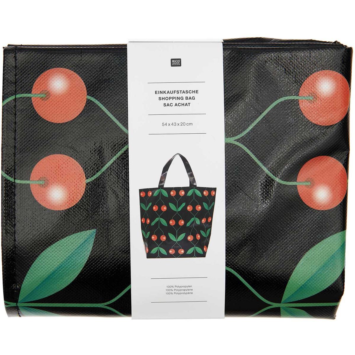 Grand cabas motifs cerises couleur unique, RICO DESIGN