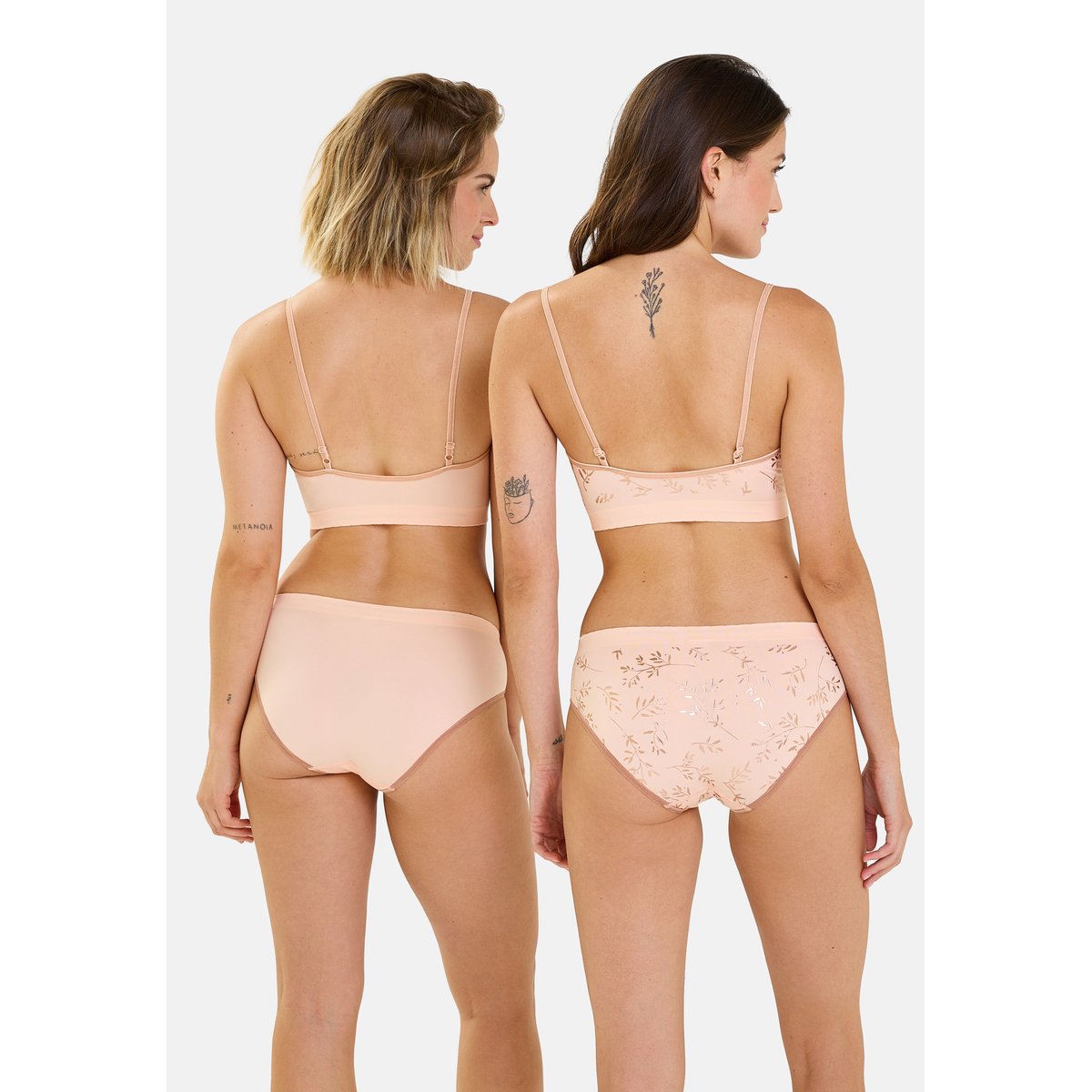 Lot de deux slips ZEN ANNIVERSAIRE feuillage cuivré + rose pêche, BILLET DOUX