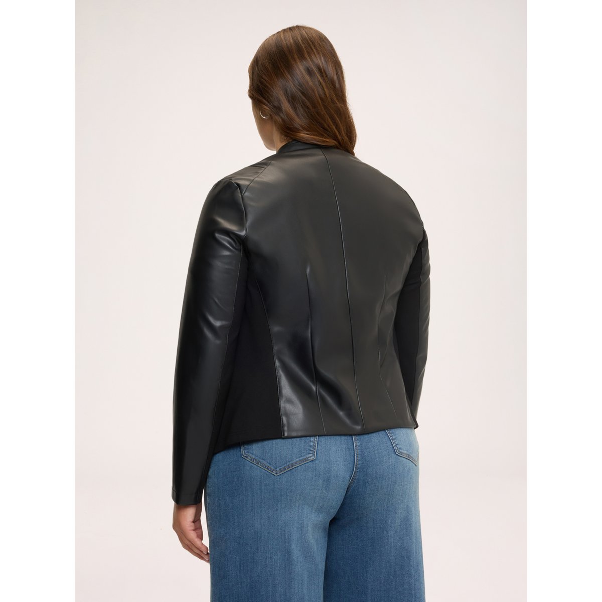Veste biker avec col mao noir, FIORELLA RUBINO