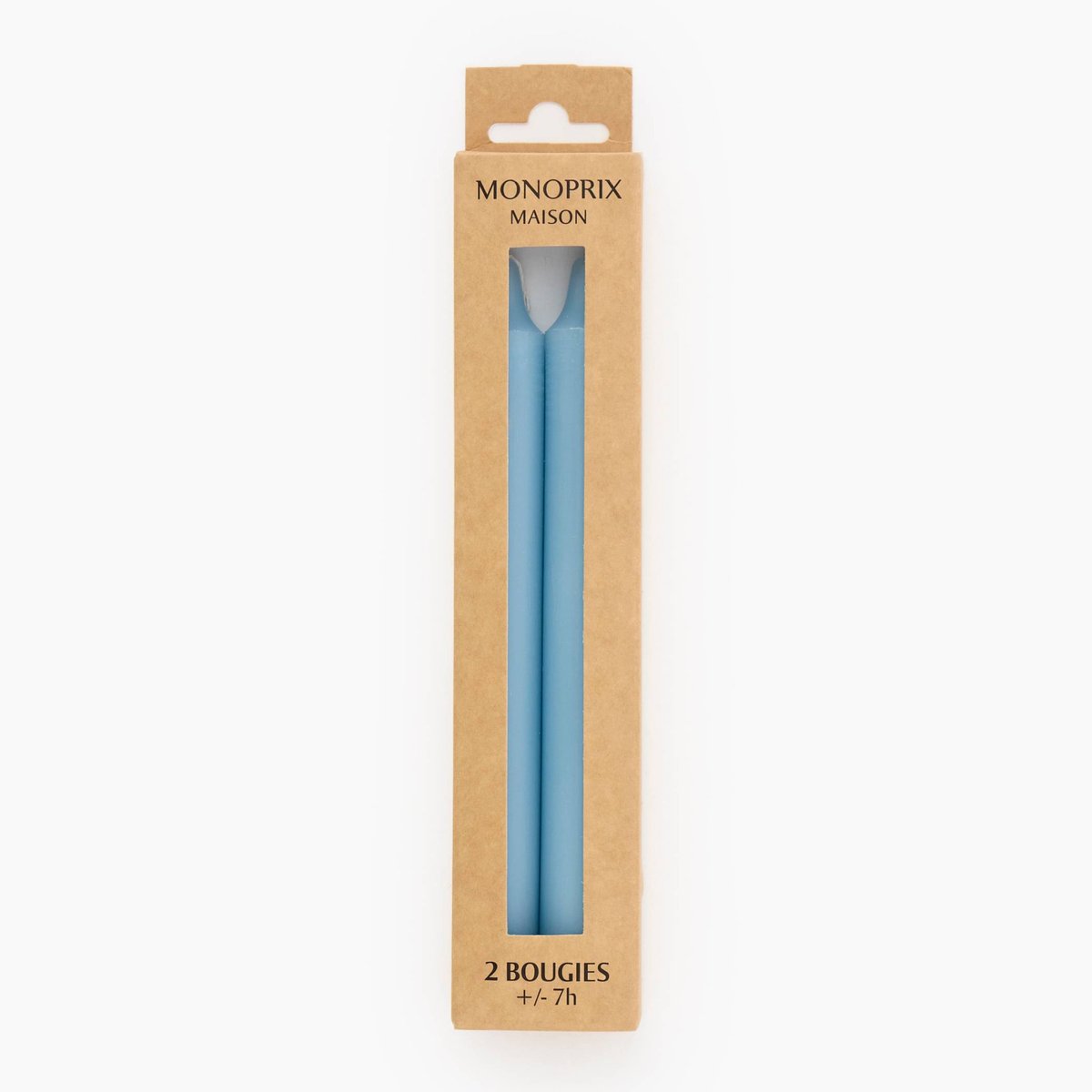 Lot de 2 bougies droites, 2,1x20cm brume, MONOPRIX