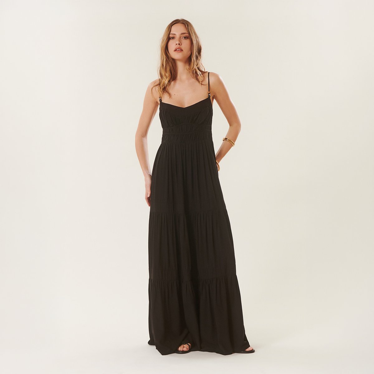 Robe longue à bretelles MARCIA noir, BENOA