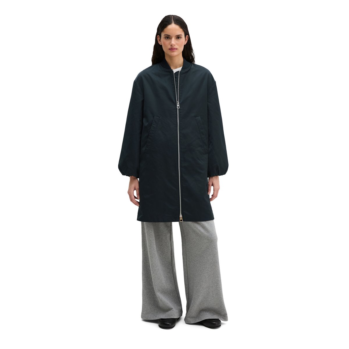 Manteau blouson style aviateur regular en sergé de polyester recyclé bleu foncé, MARC O'POLO