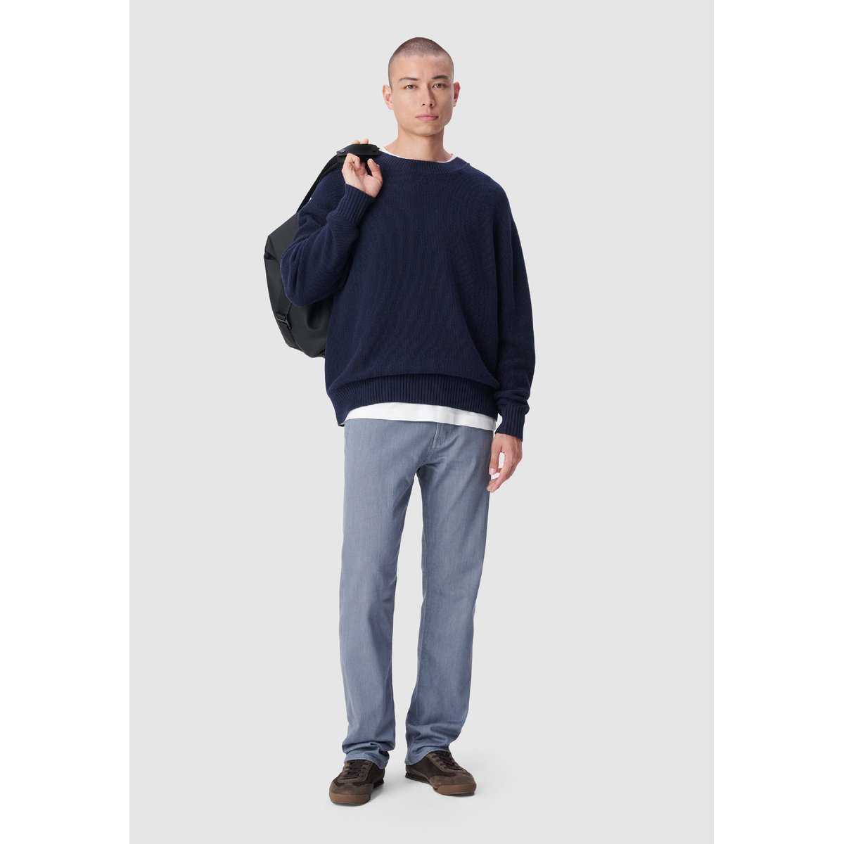 Pull col rond tricot nid d'abeille bleu nuit, IKKS