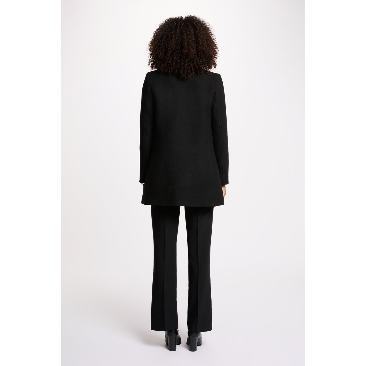 Manteau droit mi-long noir, MORGAN