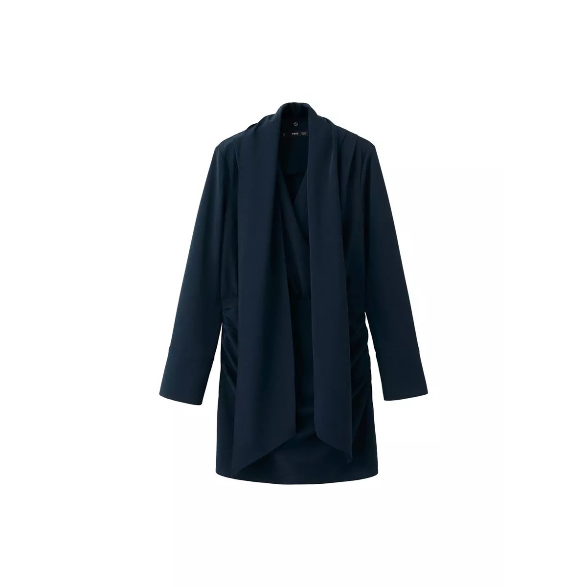Robe foulard drapée bleu marine, MANGO