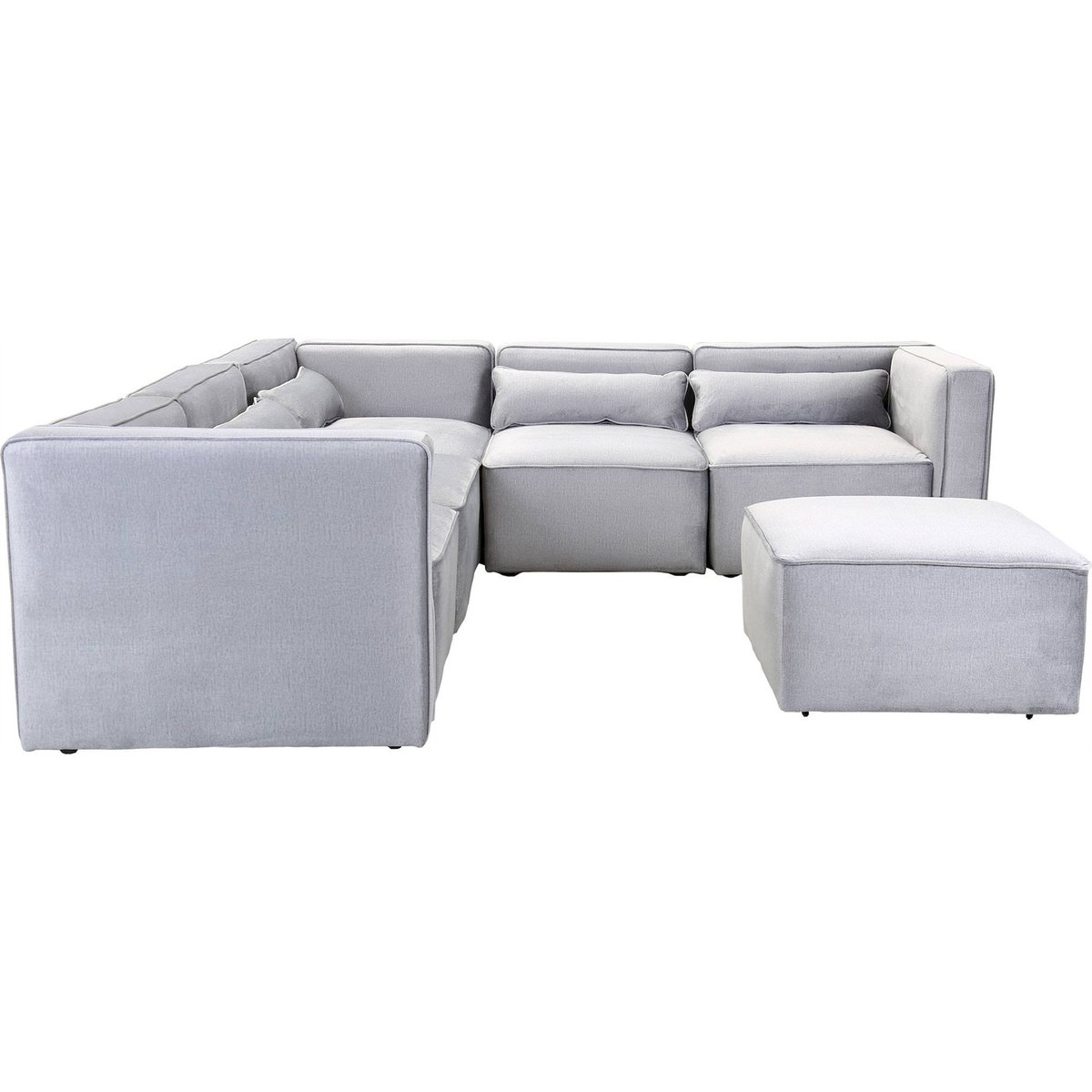 Pouf modulable en velours rond, Presley gris argenté clair velours, ARTE ESPINA
