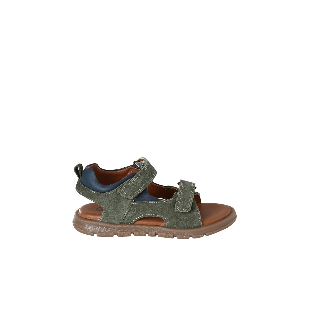 Sandales textile scratchs kaki, VERTBAUDET