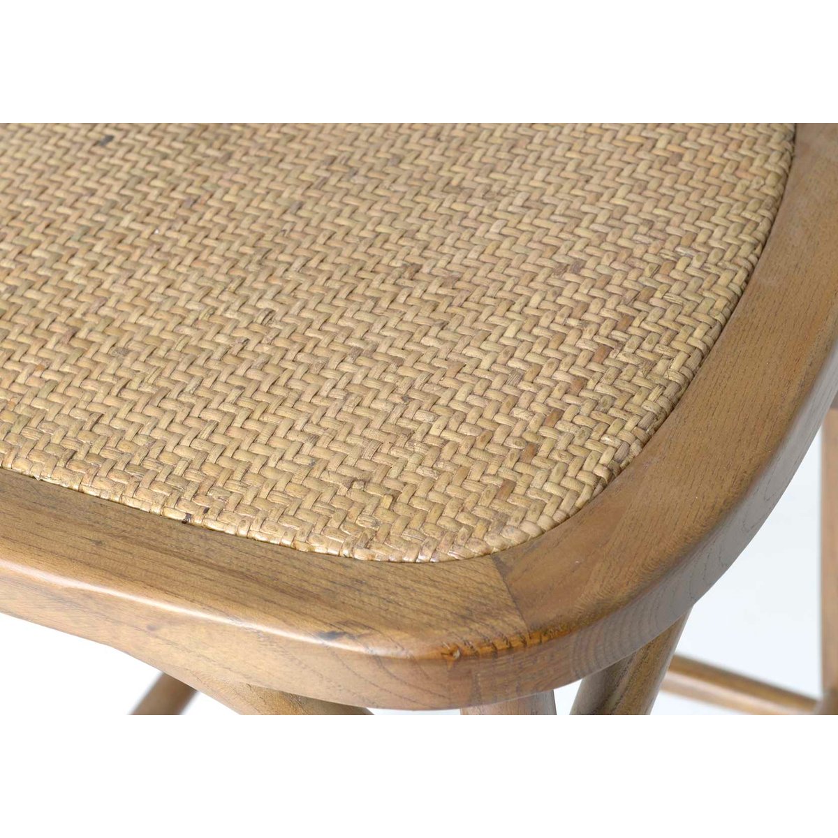 Chaise de bar en orme et paille assise 75 cm Croisillon marron, AMADEUS