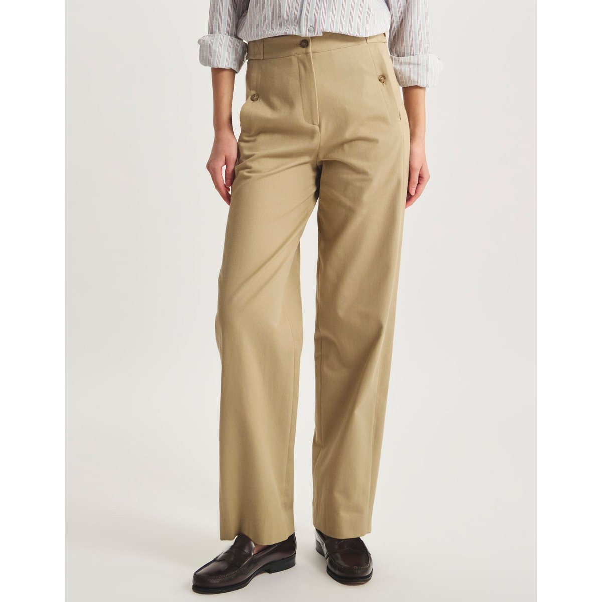 Pantalon à pinces Piotr en coton bio beige, INES DE LA FRESSANGE PARIS