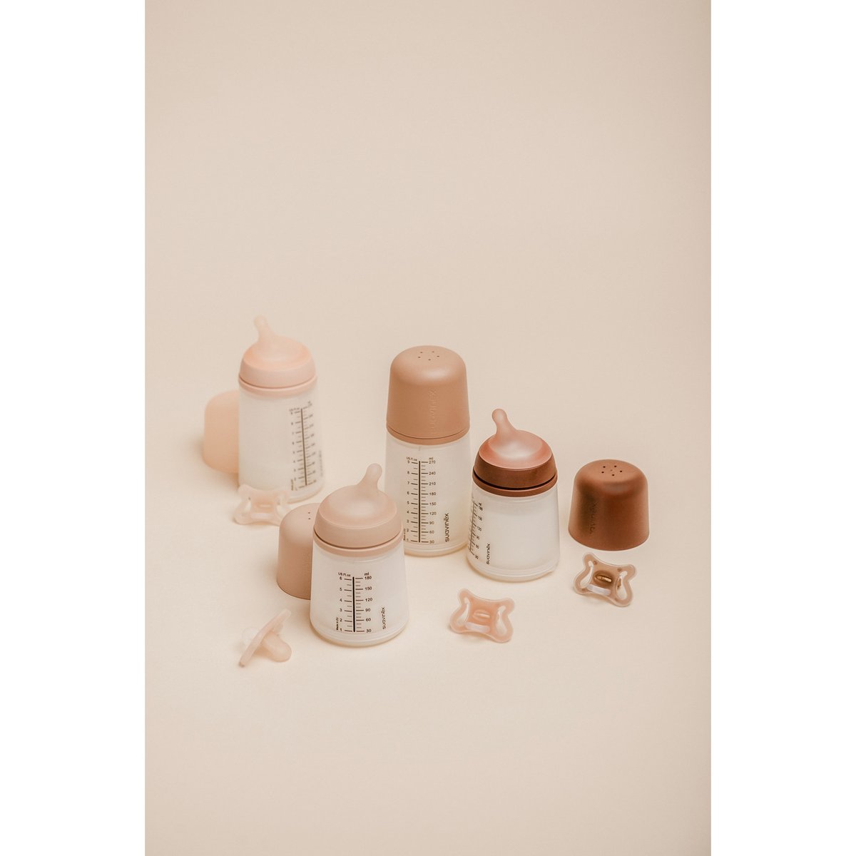 Lot de 2 tétines pour biberon anti-colique débit moyen almond ZERO.ZERO amande, SUAVINEX