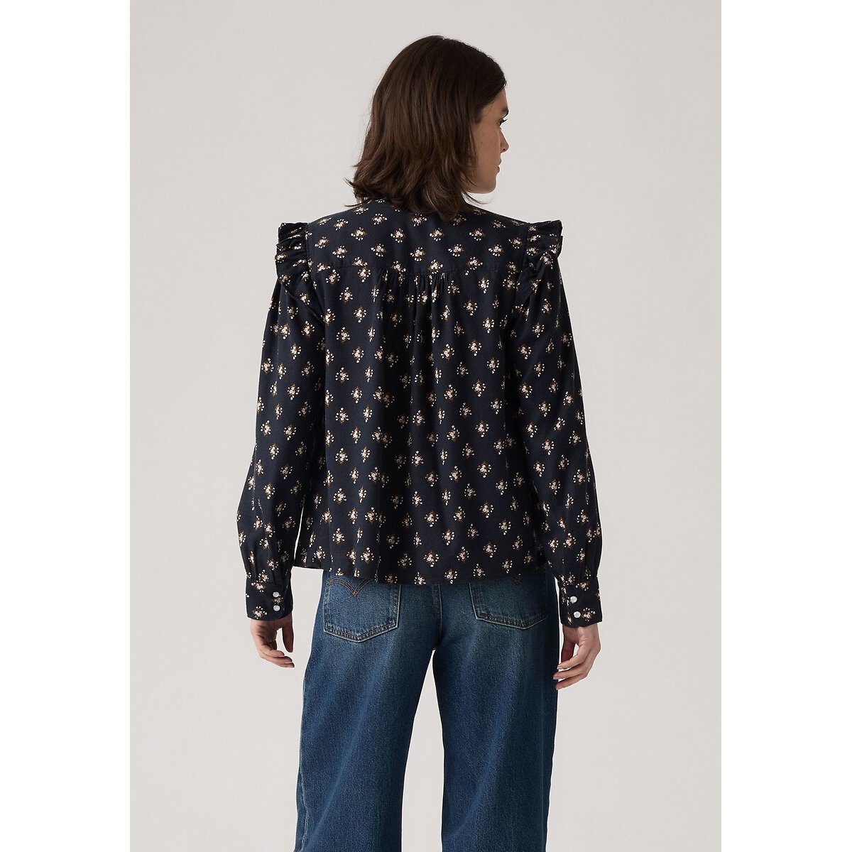 Hemd met volants en lange mouwen bedrukt zwart, LEVI'S