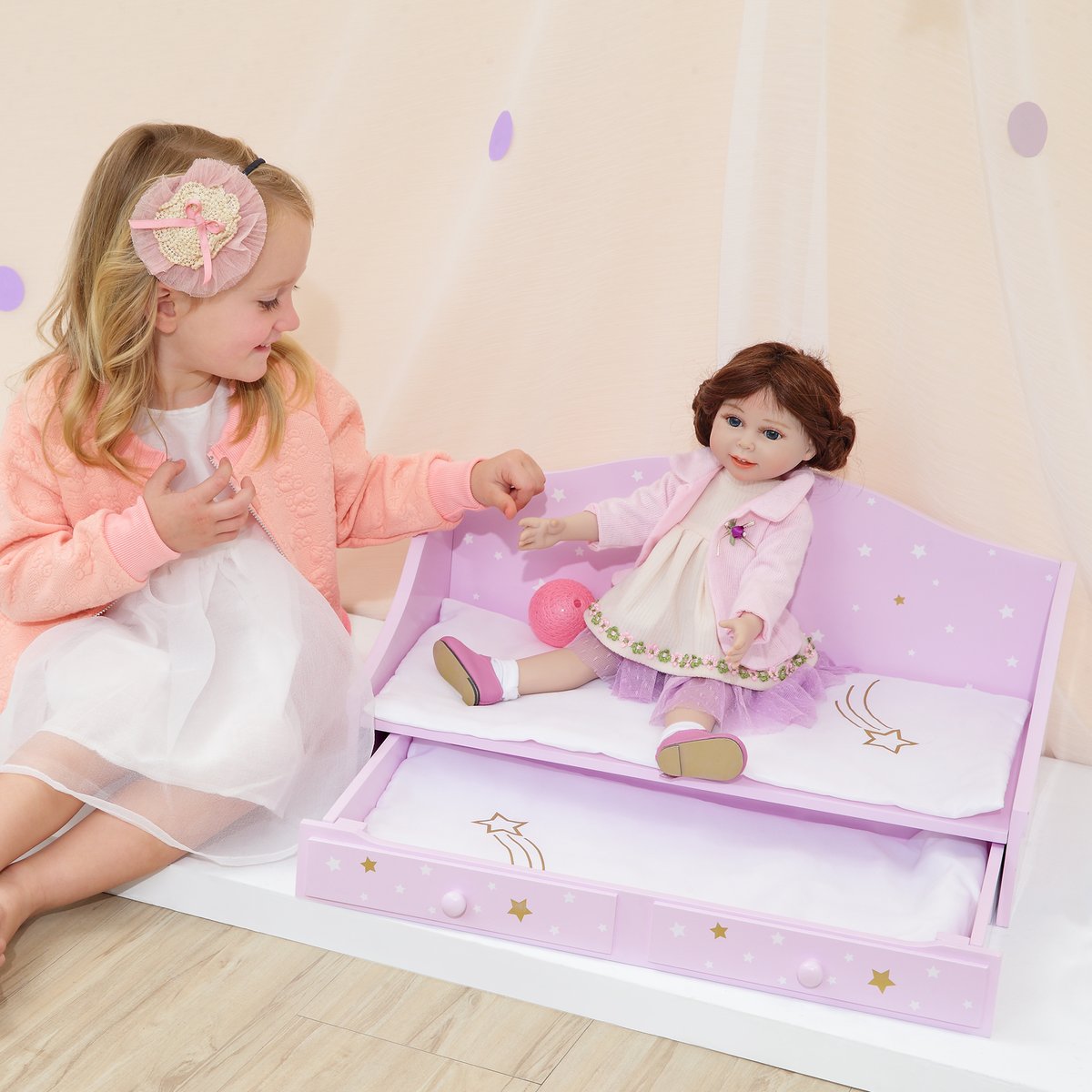 Lit Gigogne Poupée TWINKLE STARS PRINCESS violet, TEAMSON KIDS