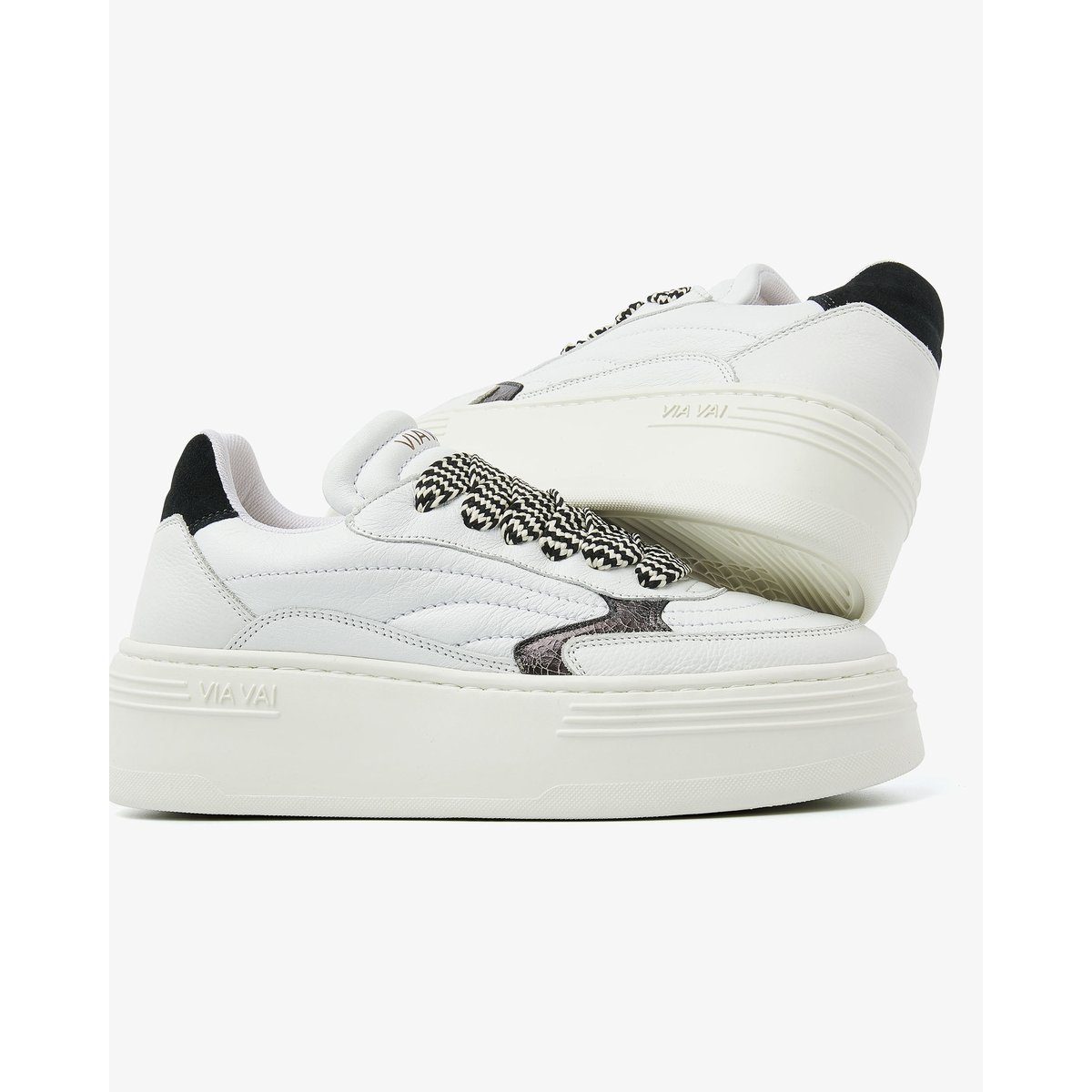 Baskets en cuir ISA JOSIE noir blanc, VIA VAI