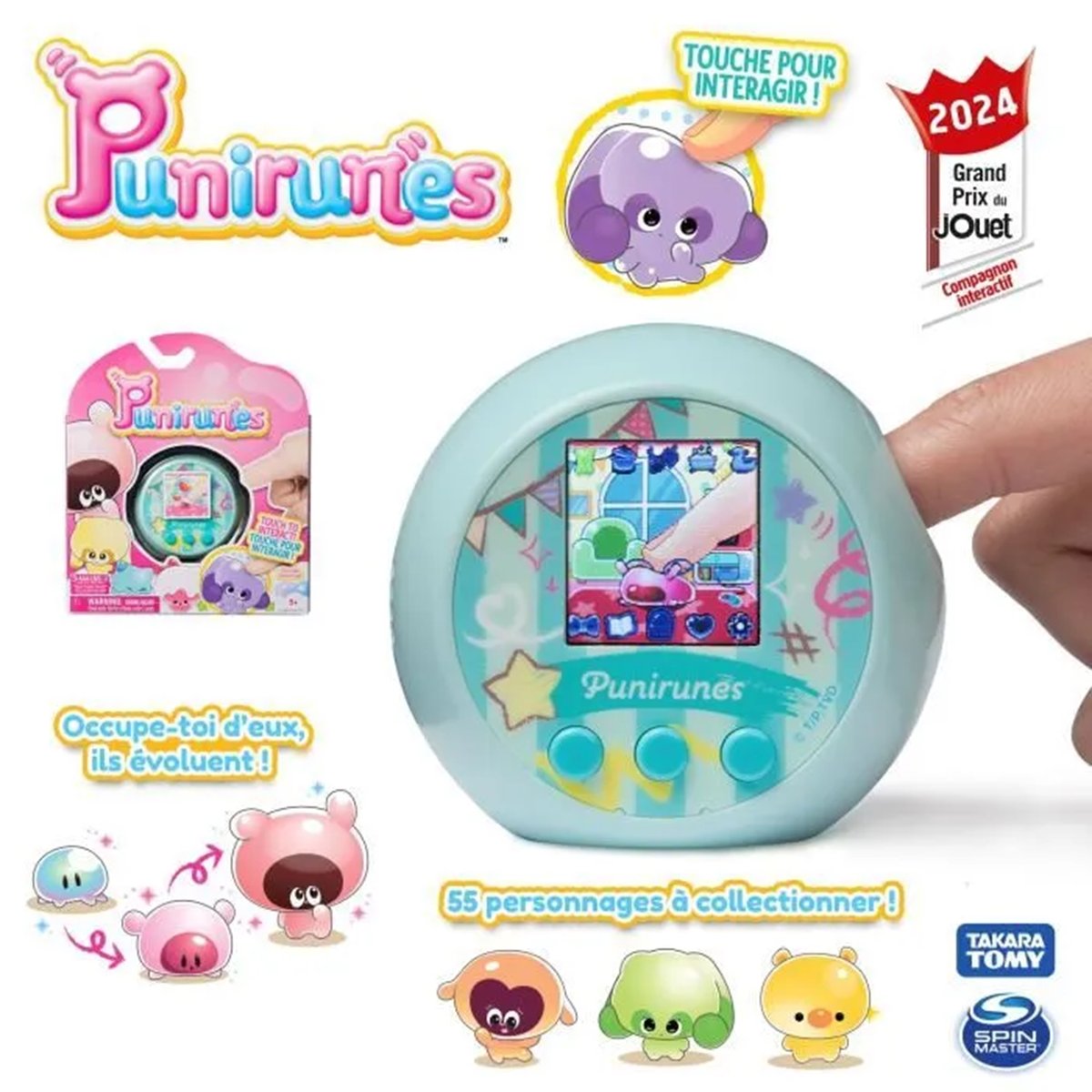PUNIRUNES - Animaux Interactifs - Jeu tactile avec animaux digitaux multicolore, SPIN MASTER