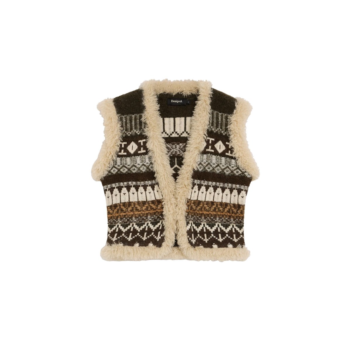 Gilet en maille jacquard imprimé noir, DESIGUAL