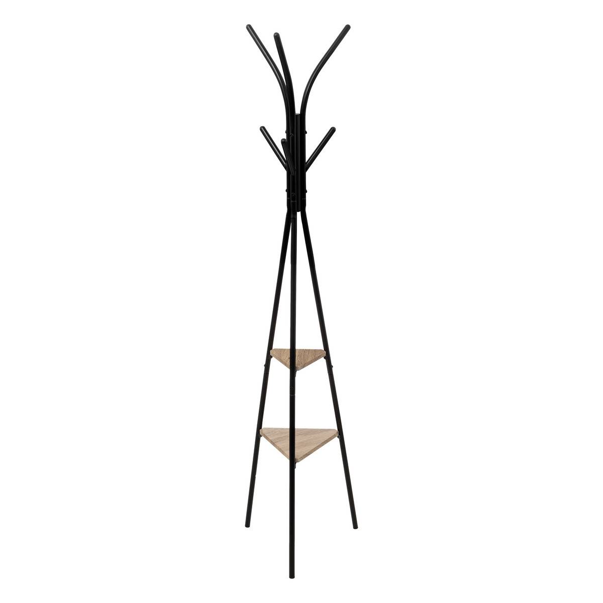 Porte-manteau 6 crochets avec étagères en métal et bois JANO noir, 5FIVE SIMPLY SMART