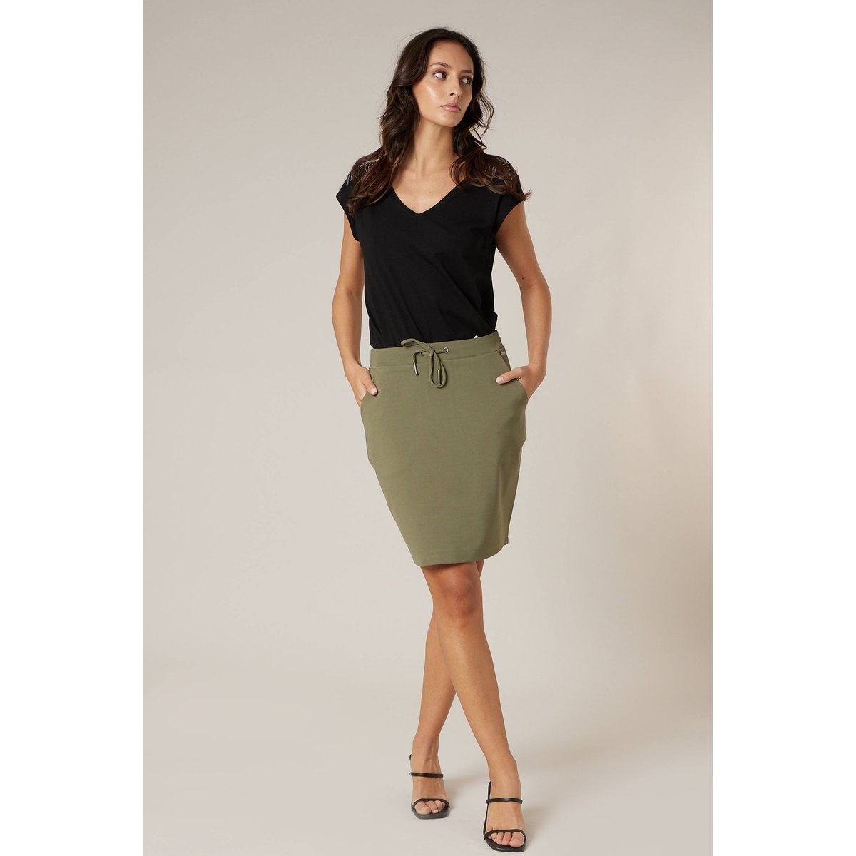 Jupe droite femme ANITA khaki, DEELUXE