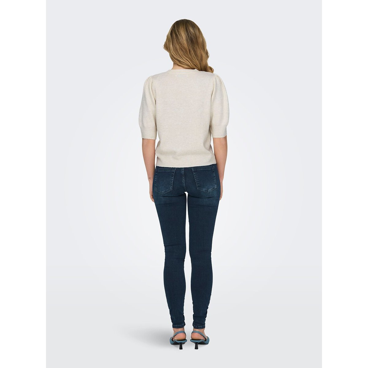 Pull manches courtes, col rond ecru, ONLY