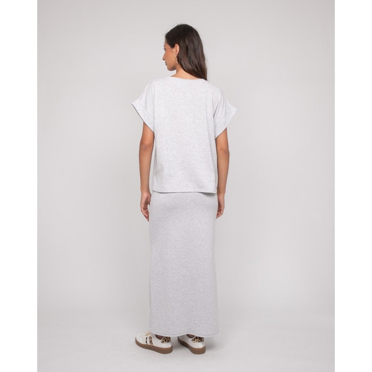 Jupe Longue Molleton Xivela gris, DONA LISA