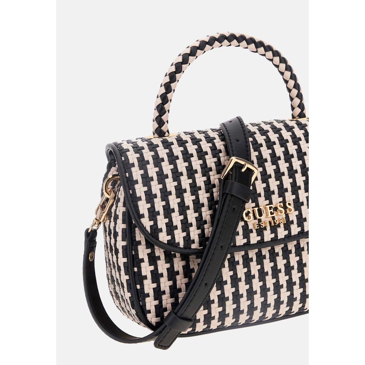 Mini Sac À Main Mirema Tressé noir multi, GUESS