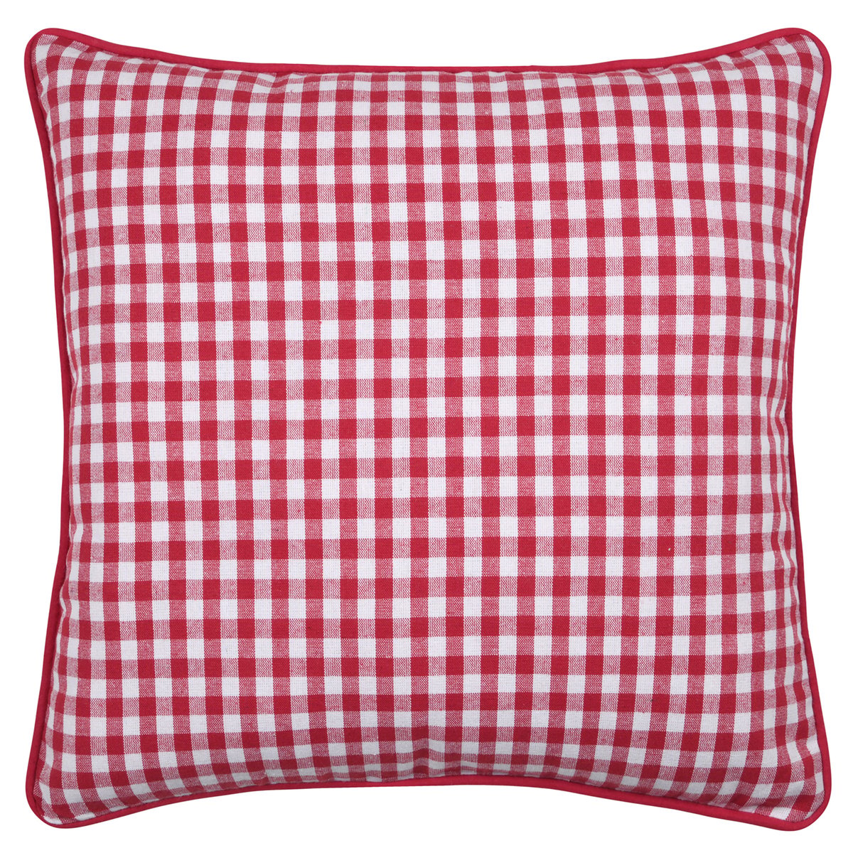 Coussin décoratif motif vichy en polycoton rouge, LOVELY CASA