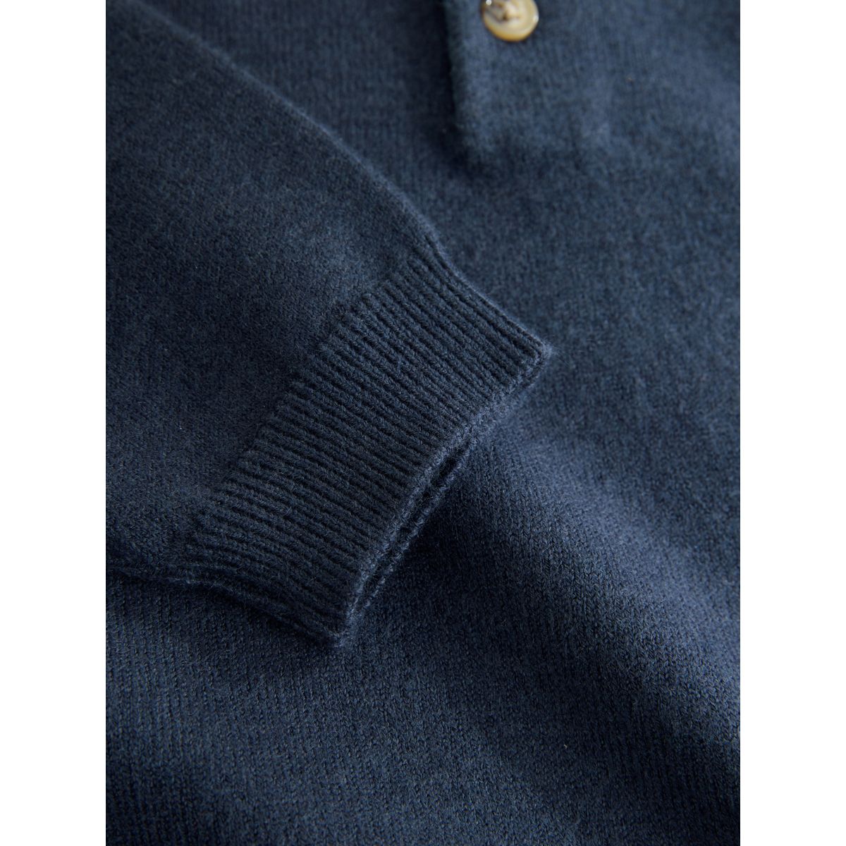 Polo en maille à col boutonné contrastant bleu marine, NEXT