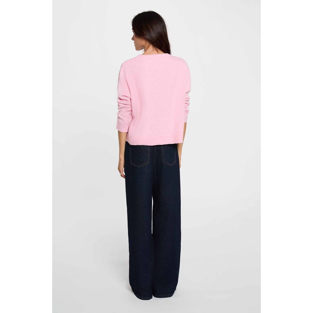 Pull col rond rose pastel, MORGAN
