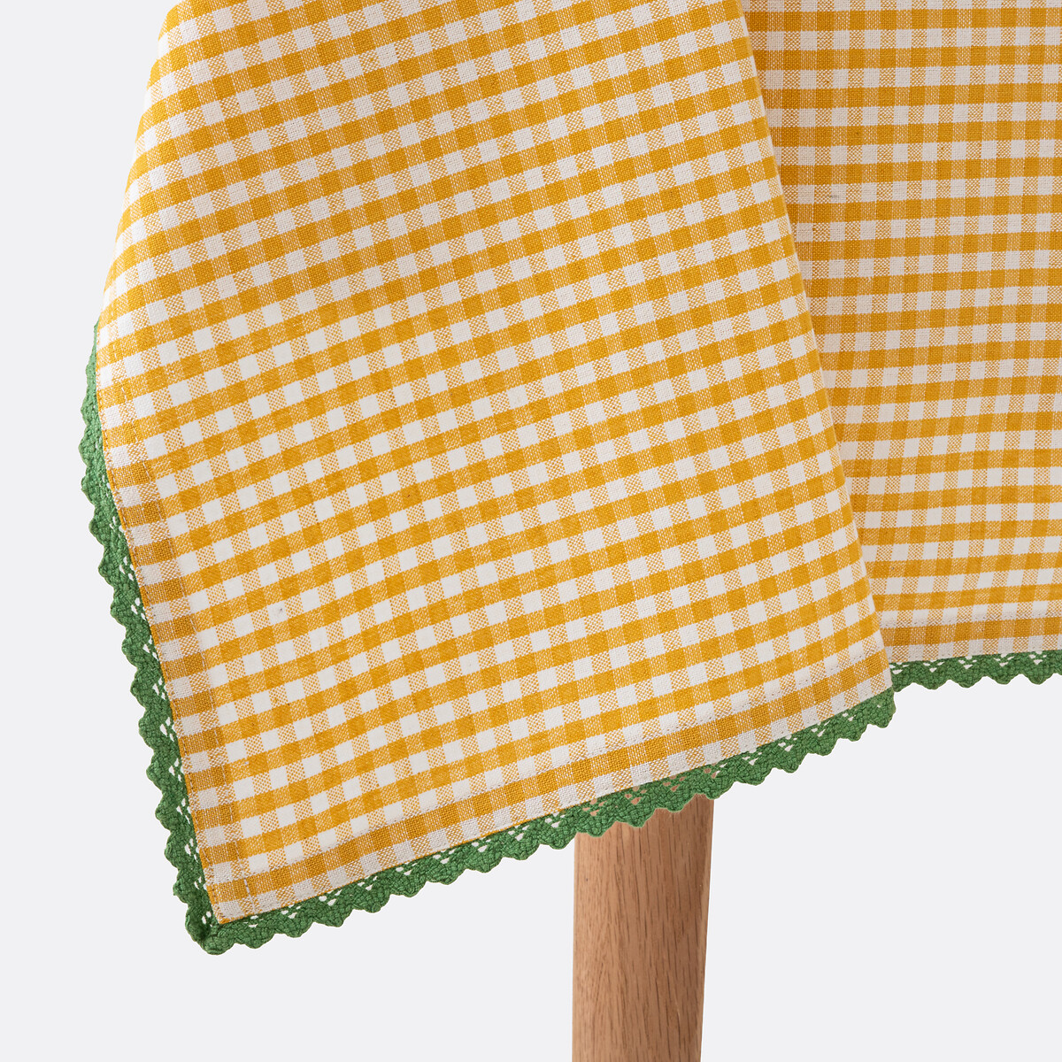 Trattoria Dyed Woven Gingham Pattern Cotton and Linen Tablecloth yellow/white, LA REDOUTE INTERIEURS