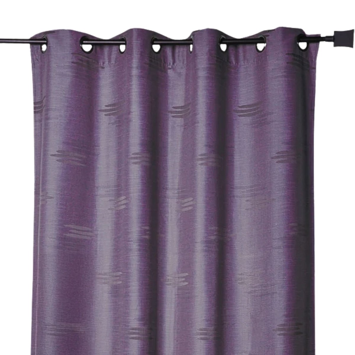 Rideau jacquard à formes géométriques et œillets prune, HOME MAISON