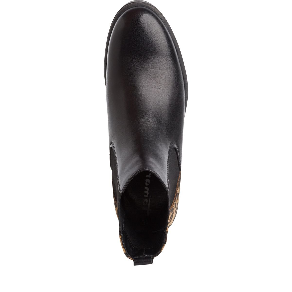 Bottines chelsea en cuir noir combiné, TAMARIS