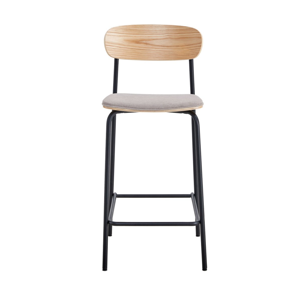 Lot de 2 chaises de bar en tissu et métal H66cm- ARNO gris clair, DRAWER