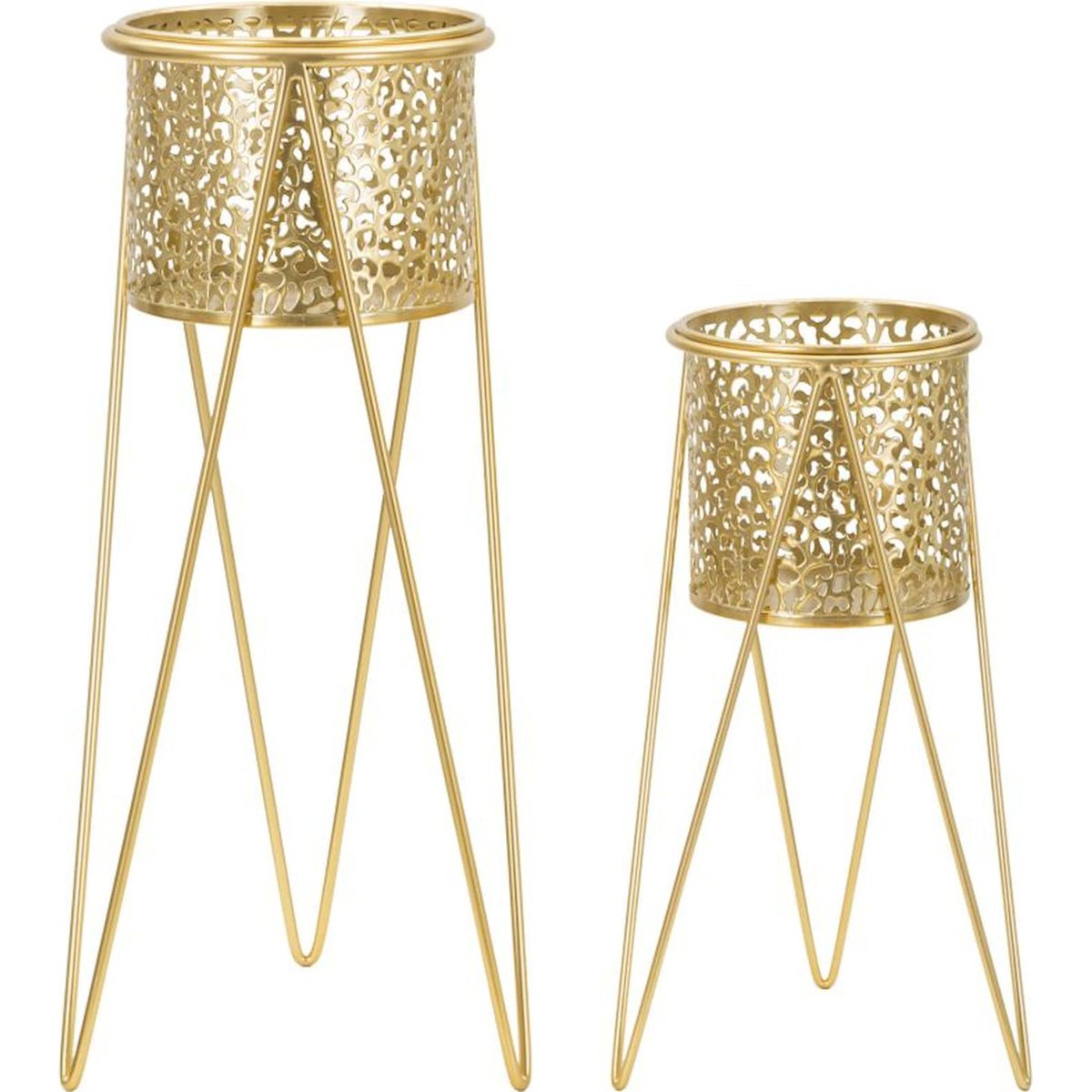 Duo de porte-vases en fer ajouré GLAM doré, RECOLLECTION