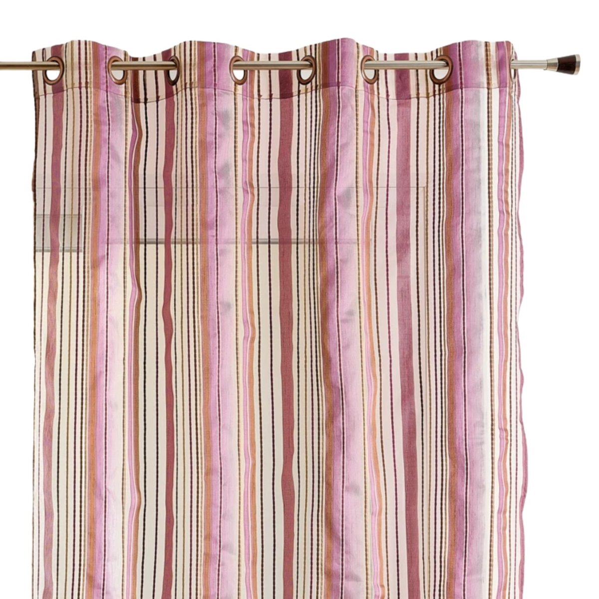 Voilage organza à rayures et œillets vieux rose, HOME MAISON