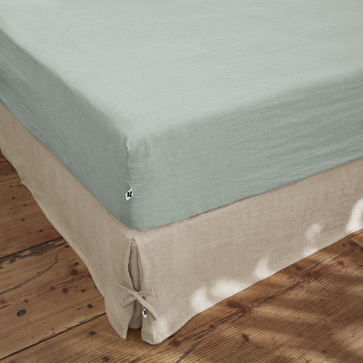 Drap Housse en Lin Lavé 140 x 190 cm Caramel kaki, EDEN