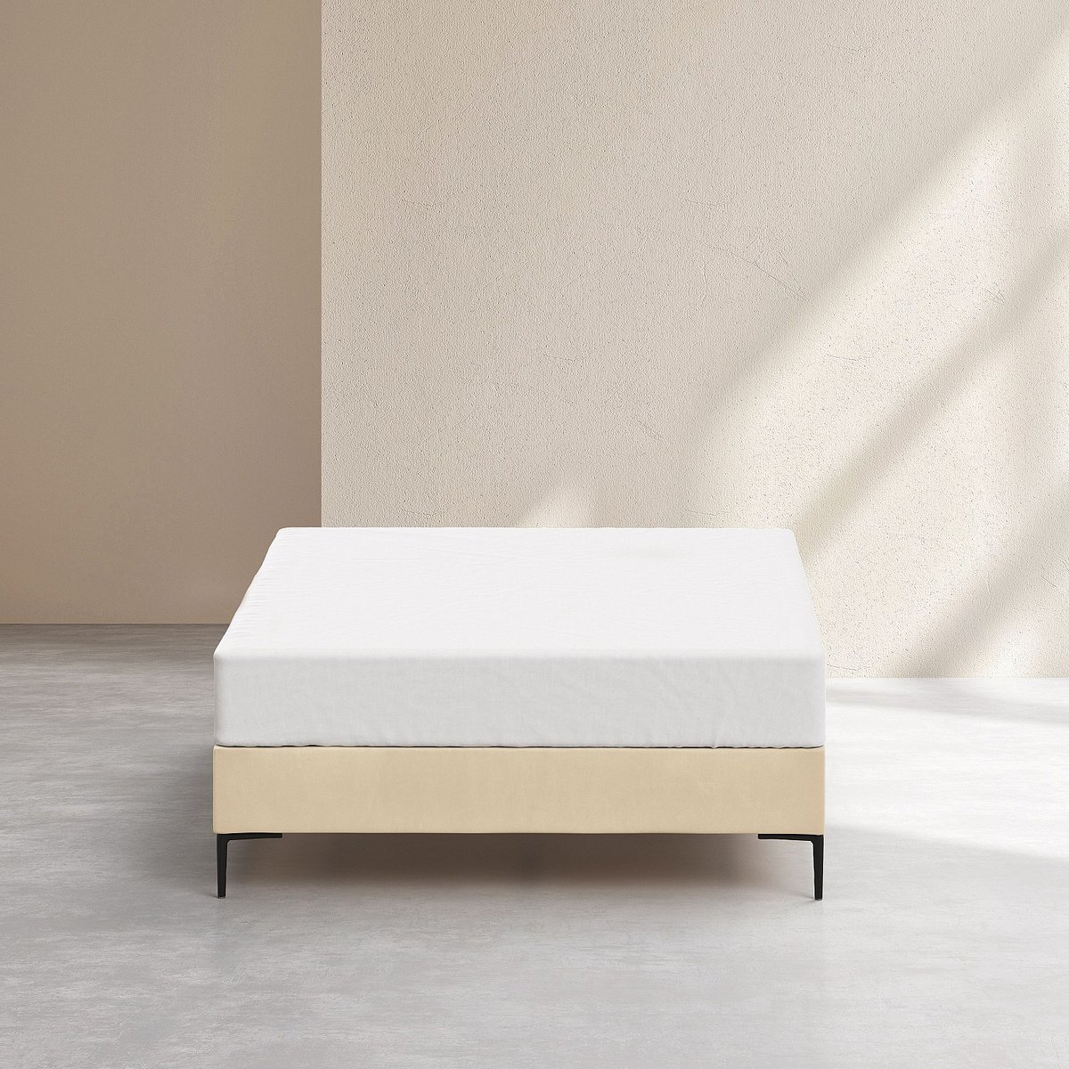 Sommier tapissier tissu NOTA crème, HABITAT