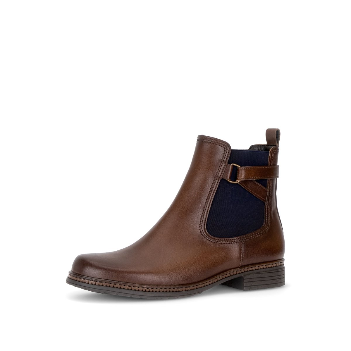 Bottines en cuir lisse à talon décroché cognac, GABOR